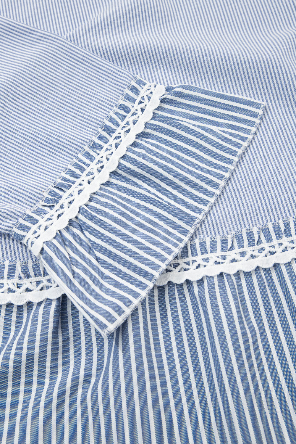 Sky blue plus size maxi dress with mixed stripes, crisscross lace detail, and patchwork design from Dear-Lover.