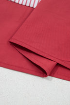 Red stripe plus size midi dress with ruffled hem and pinstripe pattern, made of polyester, by Dear-Lover.