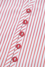 Red stripe plus size midi dress with ruffled hem and pinstripe pattern, made of polyester, by Dear-Lover.