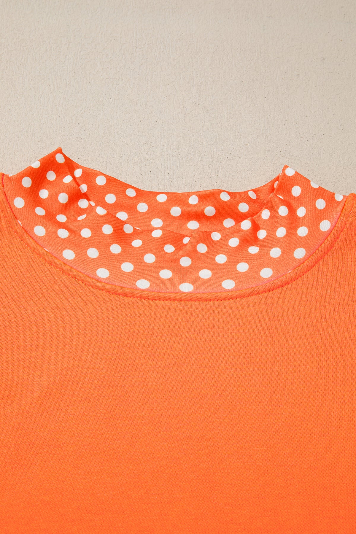 Plus size red sweatshirt with polka dot patchwork and round neck, Dear-Lover brand, casual plus size sweatshirt for women.