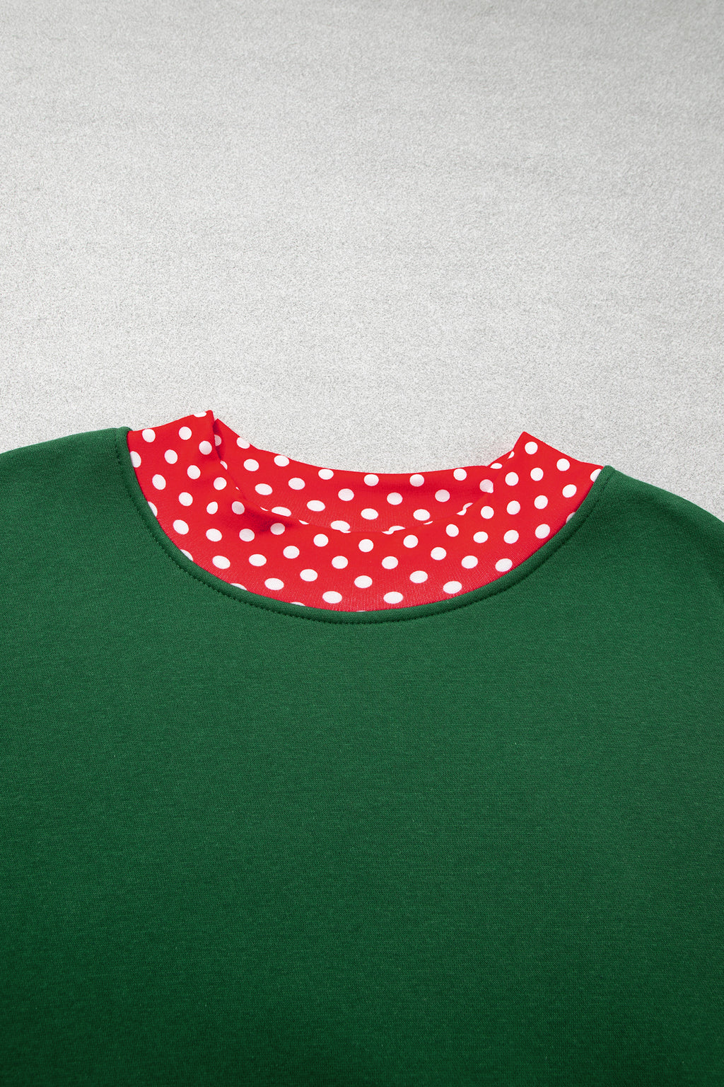 Red polka dot patchwork plus size sweatshirt with a round neckline, featuring a cozy, casual style from Dear-Lover.