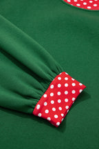Red plus size sweatshirt with polka dot patchwork design and round neckline, featuring a comfortable fit from Dear-Lover Dropshipping.