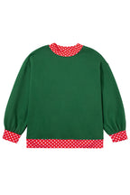 Red plus size sweatshirt with polka dot patchwork design and round neck, from Dear-Lover Plus Size Sweatshirts & Hoodies collection.