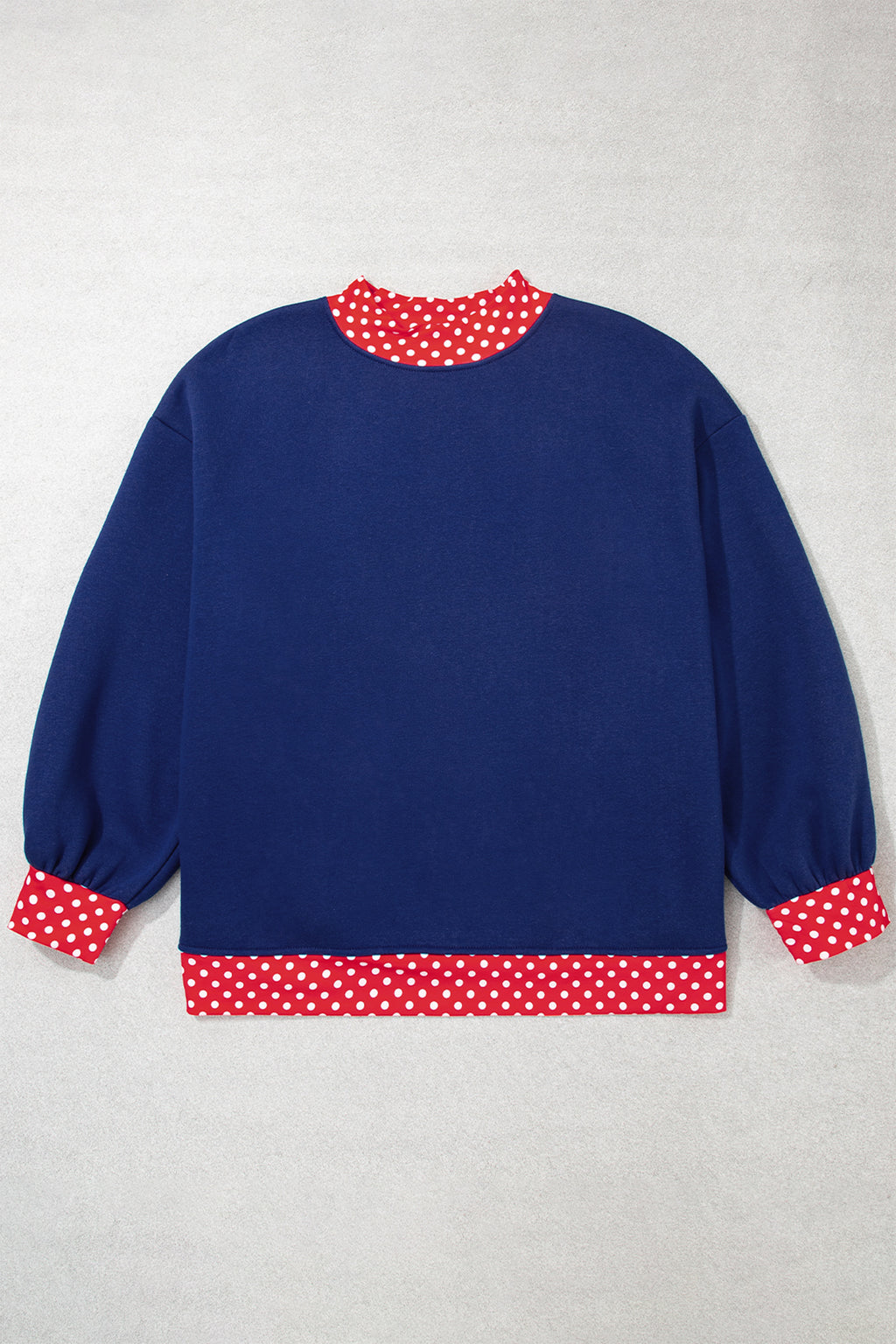 Red plus size sweatshirt with polka dot patchwork design, round neck, and comfortable fit from Dear-Lover Dropshipping.
