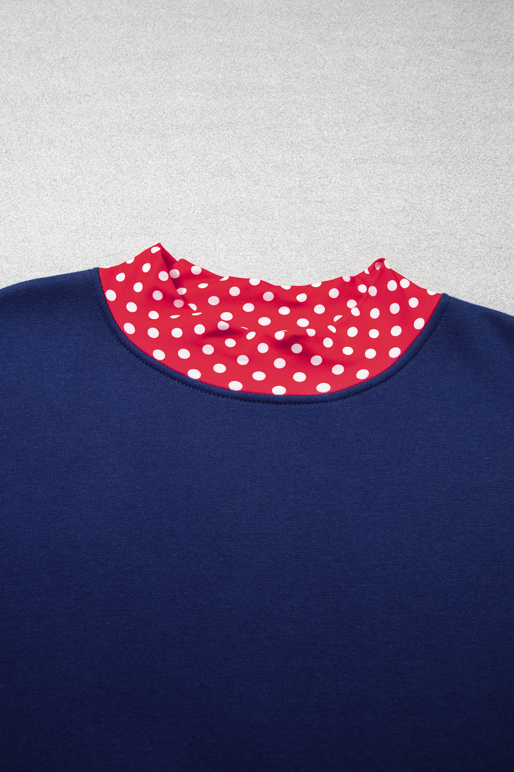 Plus size red sweatshirt with polka dot patchwork design and round neck, casual style, by Dear-Lover Dropshipping.