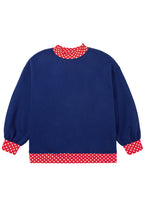 Plus size red sweatshirt with polka dot patchwork design and round neckline, featuring a comfortable fit from Dear-Lover.