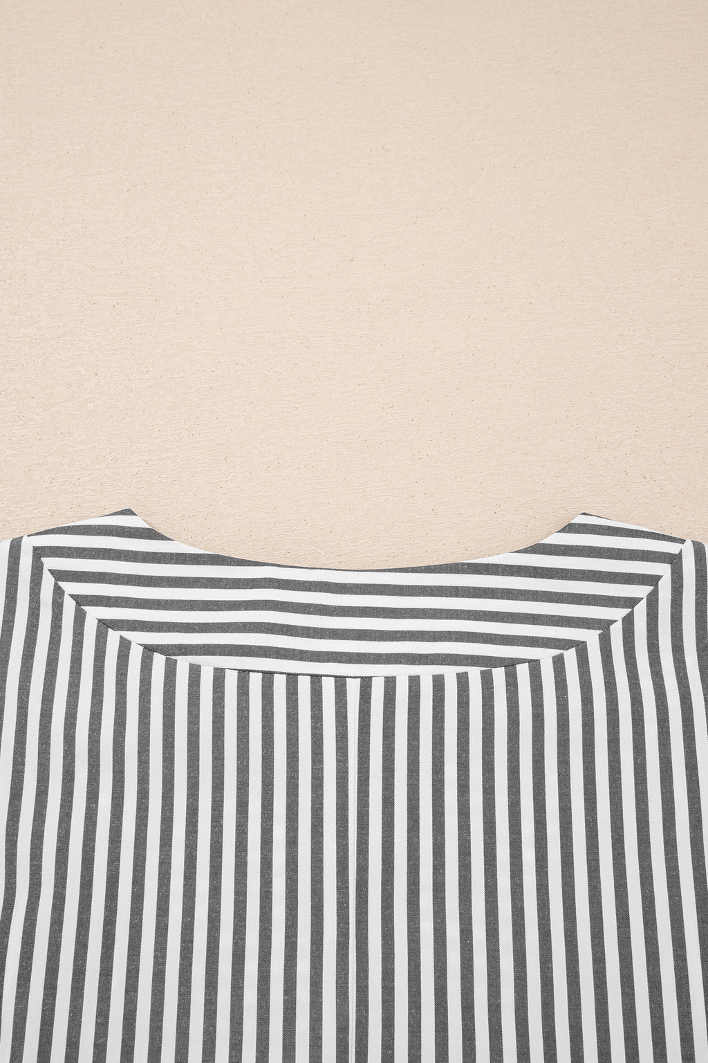 Black stripe plus size V-neck roll-tab dolman sleeve blouse by Dear-Lover, featuring a stylish short-sleeve design and comfortable fit.