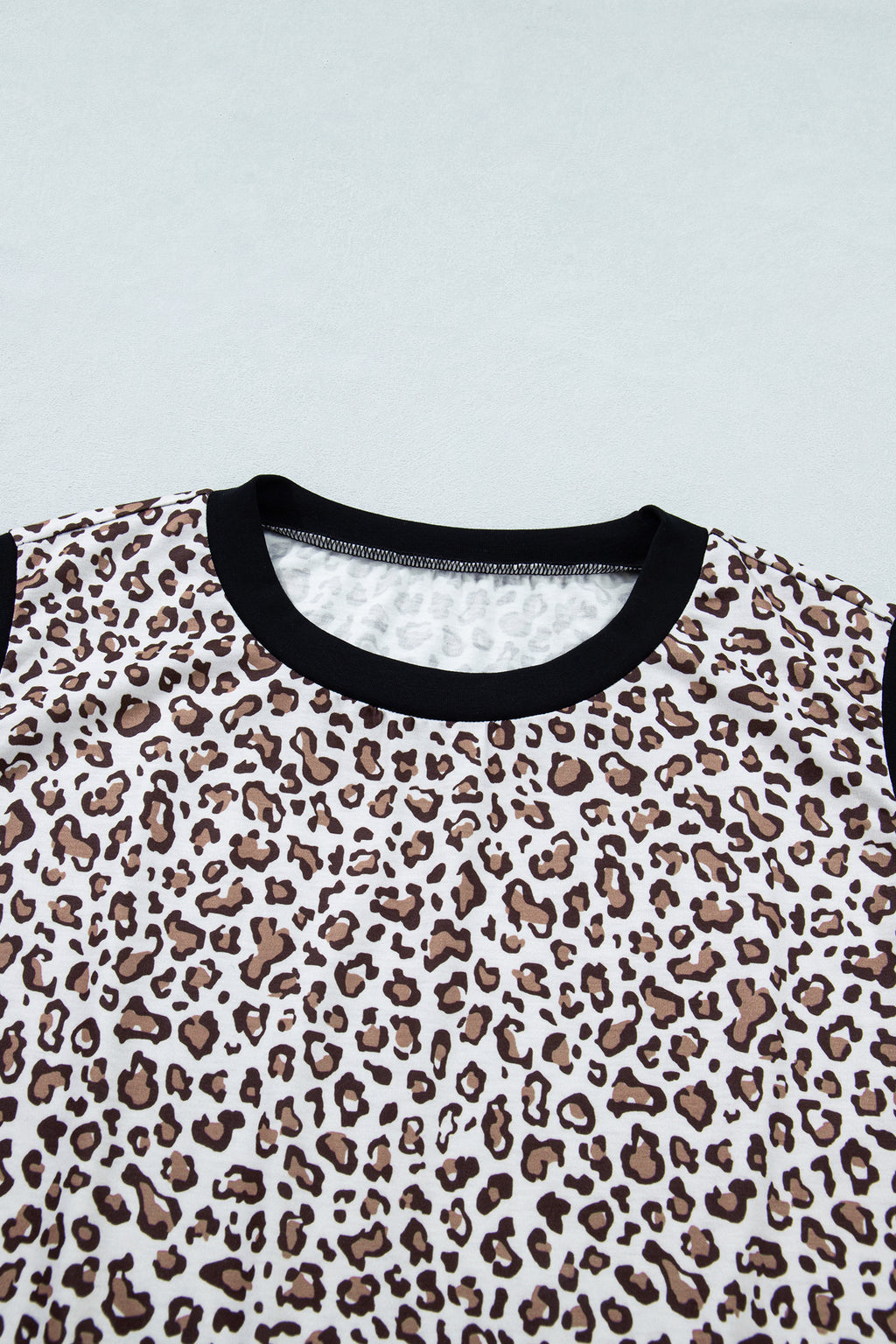 Plus size khaki leopard vest with contrast trim from Dear-Lover, featuring a sleeveless design and comfortable polyester-elastane fabric.