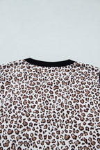 Plus size khaki leopard vest with contrast trim from Dear-Lover, featuring polyester and elastane blend, sleeveless tank top style.