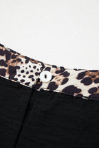 Black plus size leopard patchwork round neck loose tee from Dear-Lover Dropshipping, made of 100% polyester, casual fit.