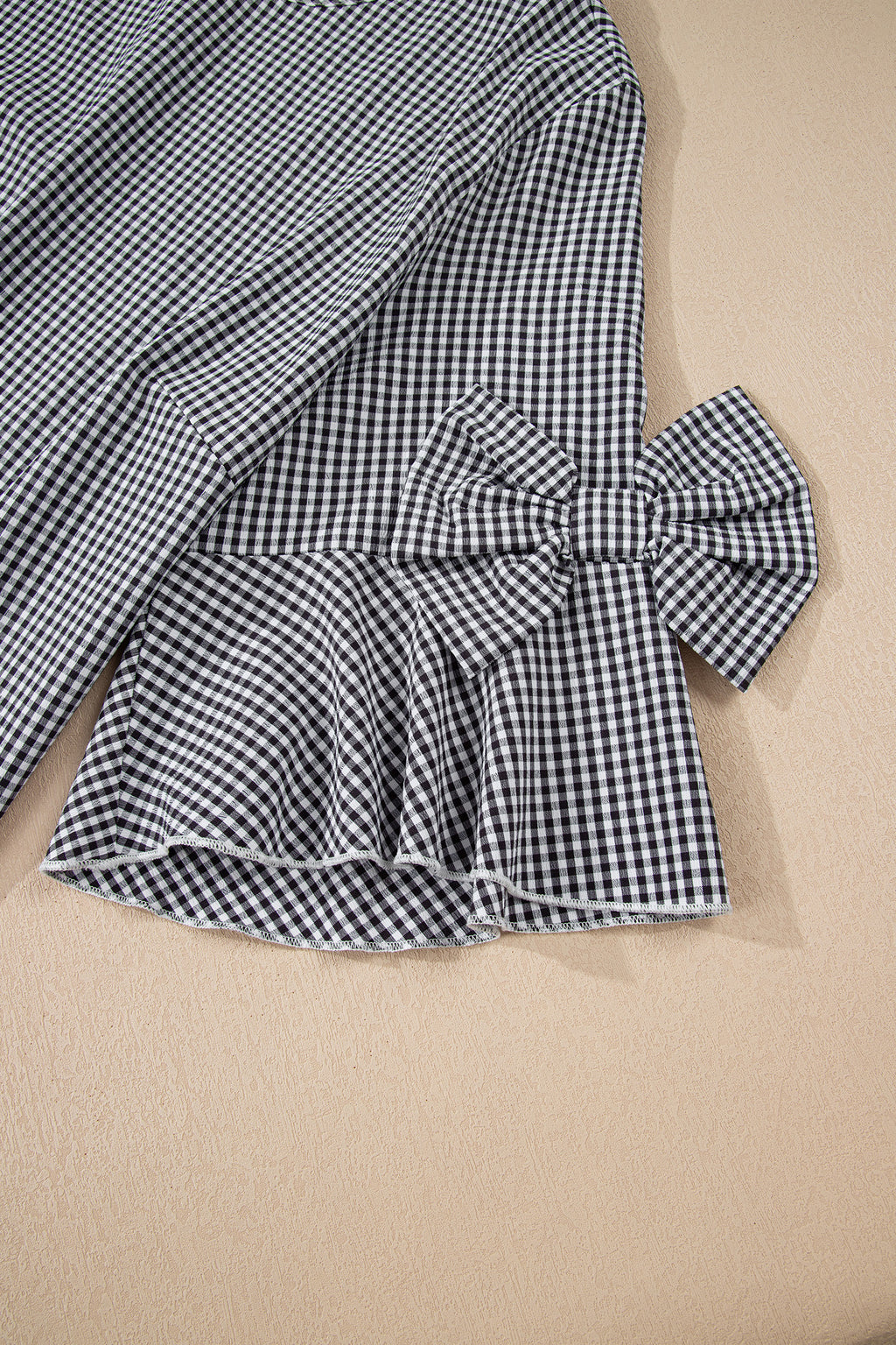 Black plus size plaid bow decor bell sleeve round neck jumper from Dear-Lover, featuring a stylish design and comfortable fit.