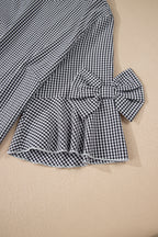 Black plus size plaid bow decor bell sleeve round neck jumper from Dear-Lover, featuring a stylish design and comfortable fit.