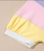 Cotton Candy color block tee by Dear-Lover Dropshipping featuring a casual fit and vibrant pastel color blocks.