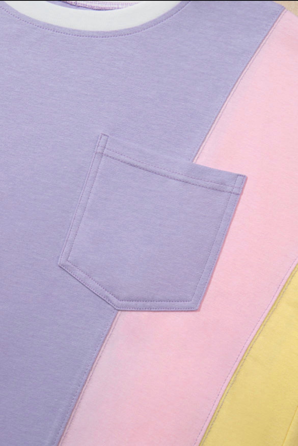 Cotton Candy color block cotton T-shirt from Dear-Lover Dropshipping with a casual fit and vibrant pastel design.