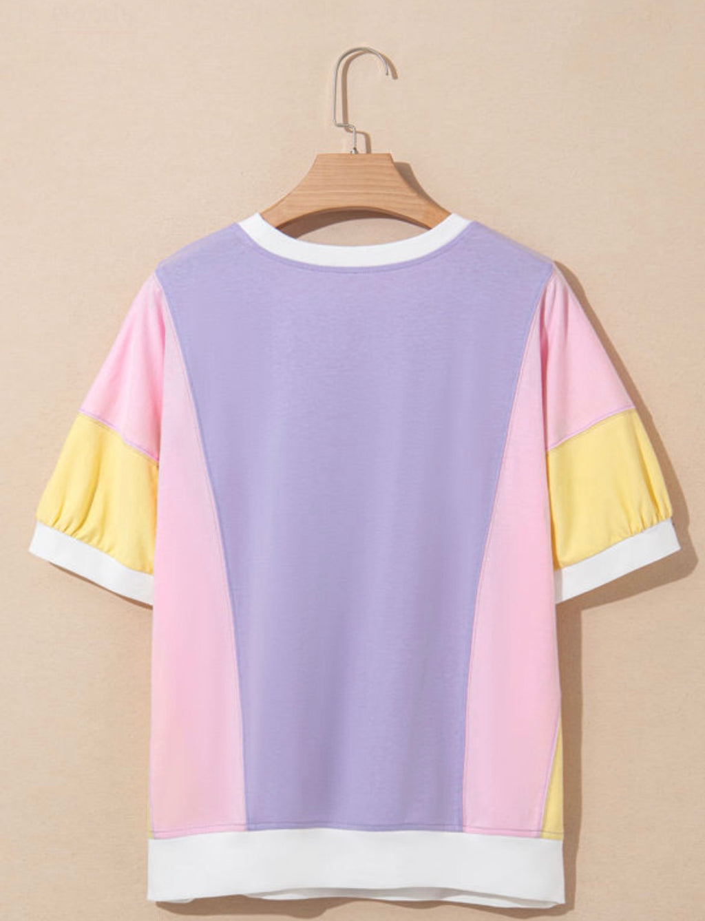 Cotton Candy color block tee by Dear-Lover Dropshipping, featuring a casual cotton T-shirt with vibrant color blocks and a relaxed fit.