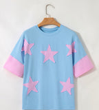 Green Starstruck Patch Tee by Dear-Lover Dropshipping, featuring a small star patch on a casual t-shirt.