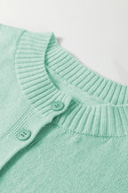 Peach Blossom Dear-Lover 3/4 sleeve boxy knit cardigan with button-down front, soft acrylic blend, perfect for casual wear.