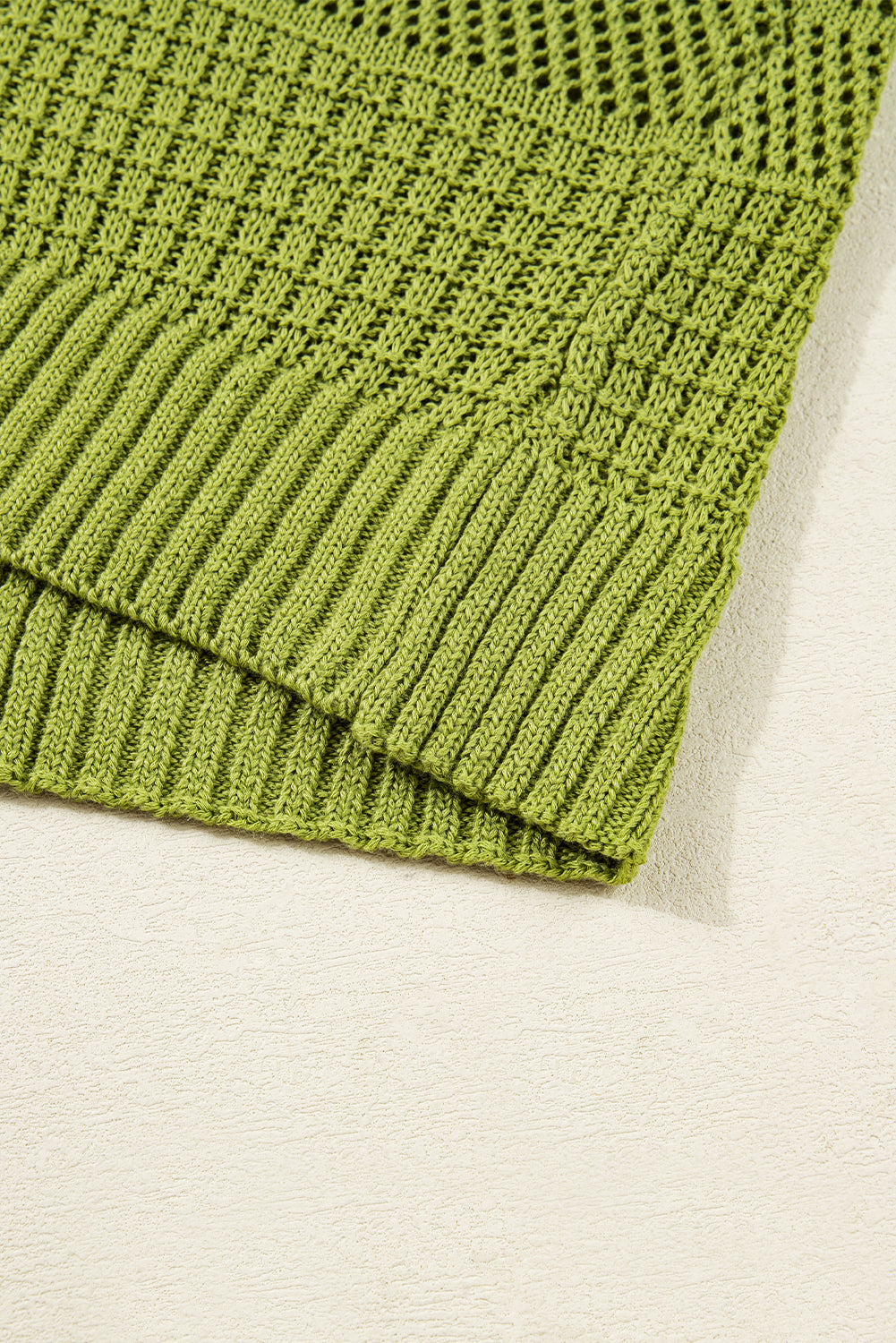 Spinach green oversized crochet knit cardigan from Dear-Lover, open-front sweater with a cozy, textured acrylic knit design.