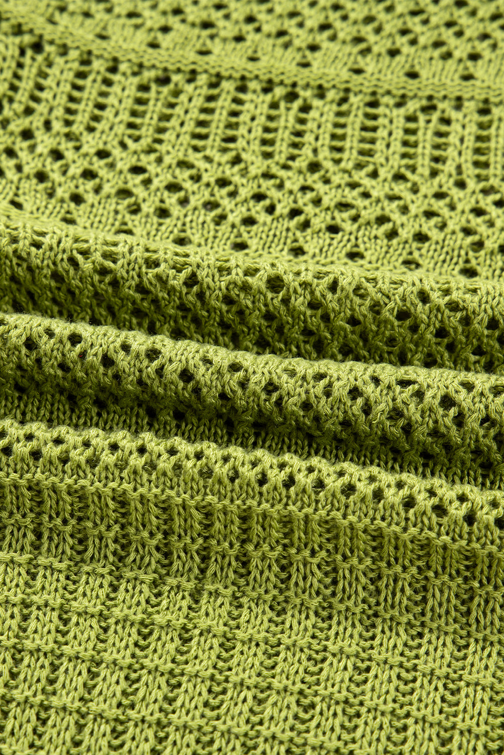 Spinach green oversized crochet knit open cardigan by Dear-Lover, featuring a cozy acrylic sweater with an open front design.