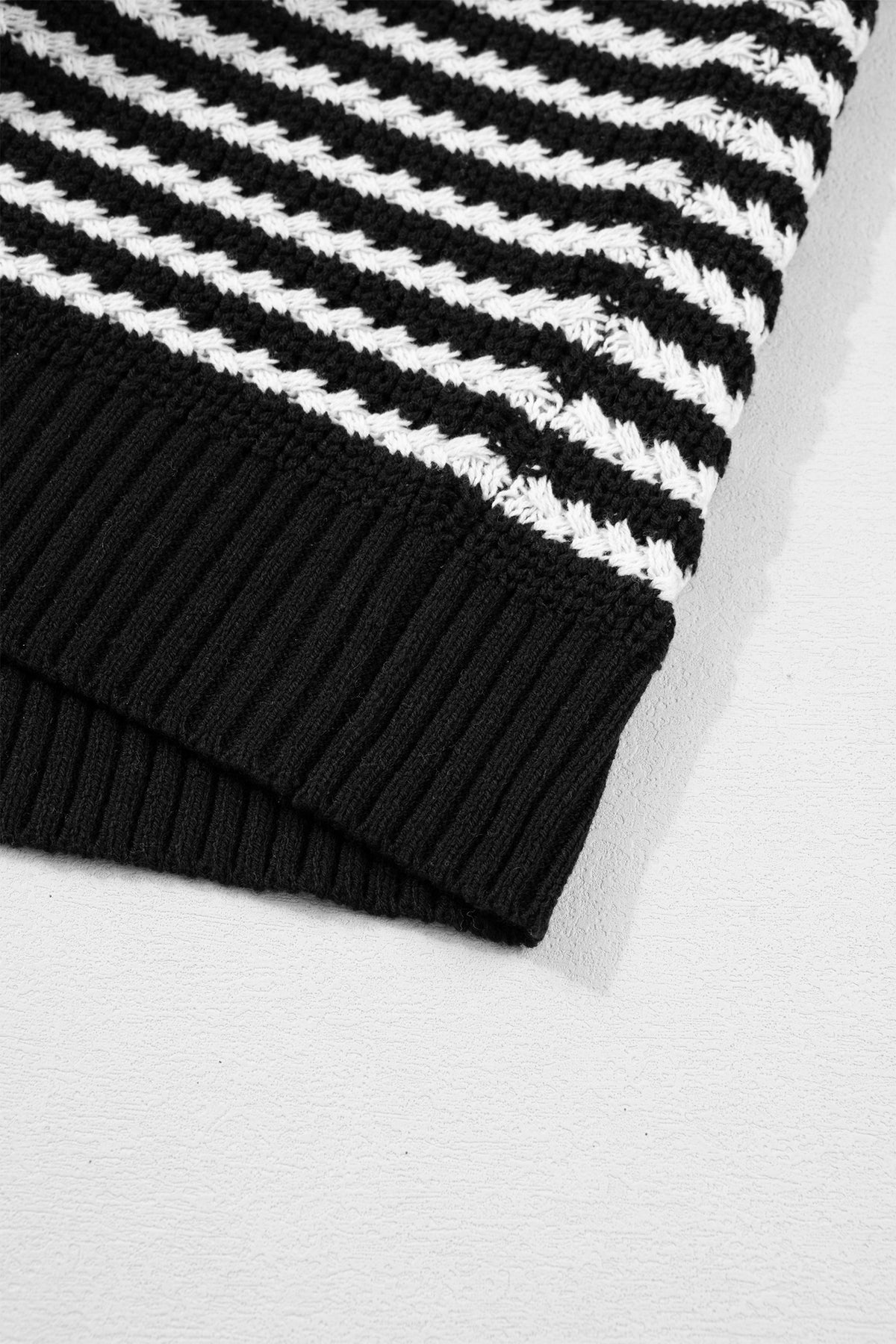 Black stripe short sleeve knit sweater with V-neck and bow knot detail by Dear-Lover, perfect for casual wear.