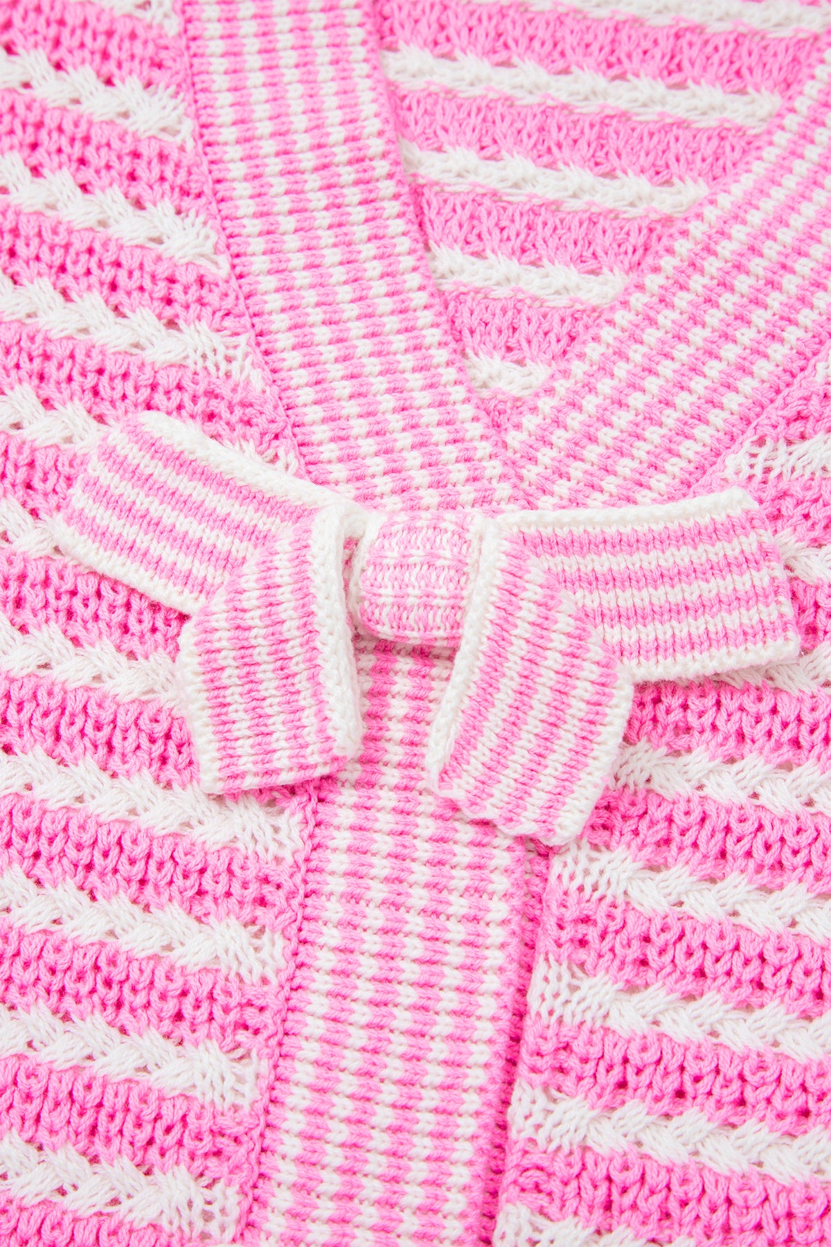 Black stripe short sleeve knit V-neck sweater with bow knot detail, by Dear-Lover, made of cotton and acrylic.