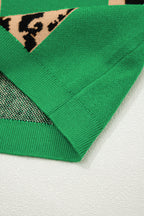 Green leopard checkerboard short sleeve knit sweater from Dear-Lover, featuring a casual, stylish design with breathable fabric.
