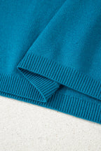 Light blue short sleeve sweater with horse shoe embroidery by Dear-Lover, made of viscose, polyester, and polyamide, loose fit.