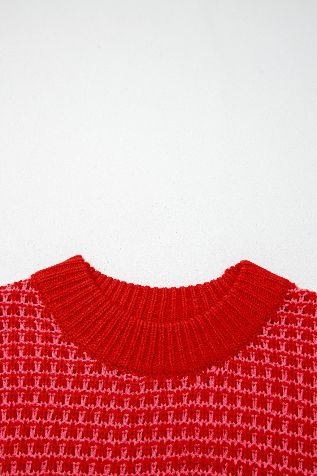 Red 3/4 draped sleeve slouchy sweater by Dear-Lover, featuring a loose fit and textured knit, ideal for casual layered looks.