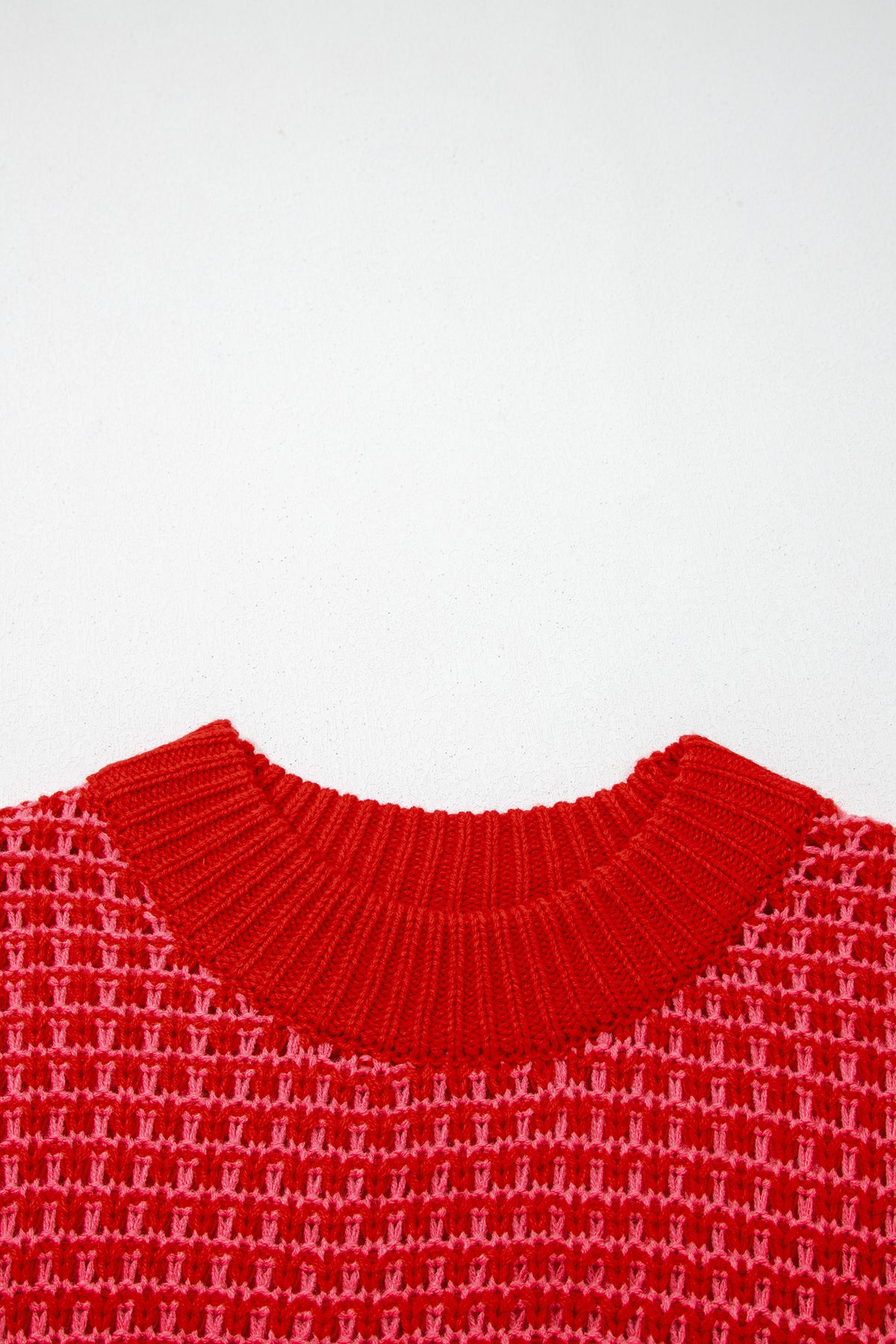 Red 3/4 draped sleeve slouchy sweater by Dear-Lover, featuring a loose fit and textured knit, ideal for casual layered looks.