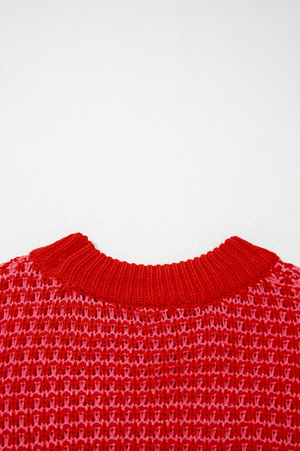 Red 3/4 draped sleeve slouchy sweater from Dear-Lover, made of 100% acrylic, featuring a relaxed fit and stylish design.
