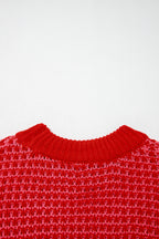 Red 3/4 draped sleeve slouchy sweater from Dear-Lover, made of 100% acrylic, featuring a relaxed fit and stylish design.