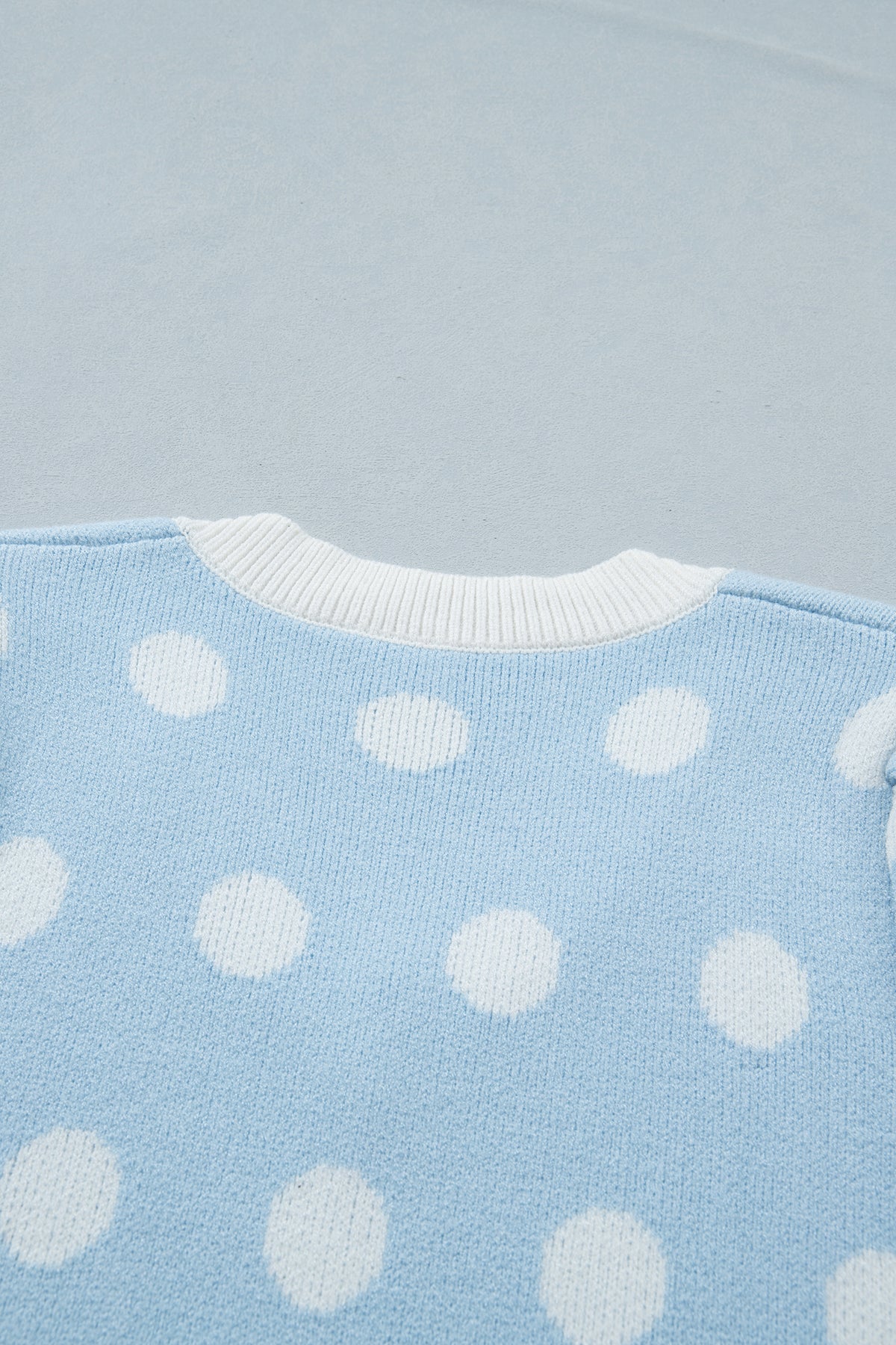 Rose Red Polka Dot Puff Short Sleeve Sweater Top by Dear-Lover, featuring a feminine design with short puff sleeves and polka dot pattern.