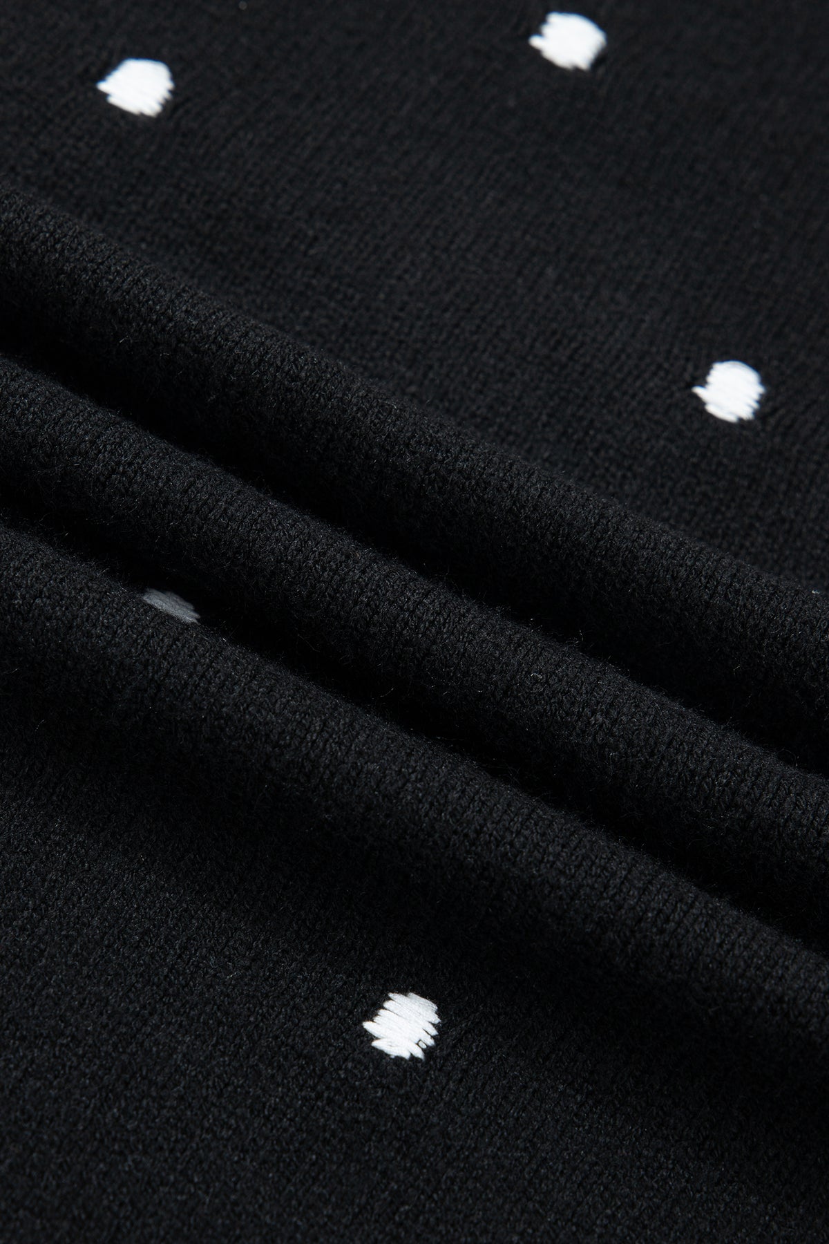 Black polka dot bubble short sleeve sweater by Dear-Lover, featuring a stylish, elegant design with a comfortable fit.