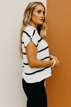 Blue striped batwing sleeve sweater vest by Dear-Lover, featuring a comfortable acrylic knit with a relaxed fit.