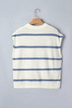 Blue striped Batwing Sleeve Sweater Tee by Dear-Lover, made of 100% acrylic, featuring a relaxed fit and stylish design.