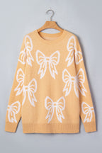 Golden fleece bow pattern drop shoulder loose sweater by Dear-Lover featuring a cozy, stylish design in soft fabric.
