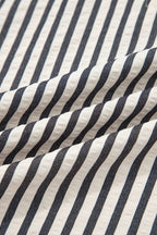 Black stripe polo collar short puff sleeve blouse by Dear-Lover, featuring a half-zip and stylish design.