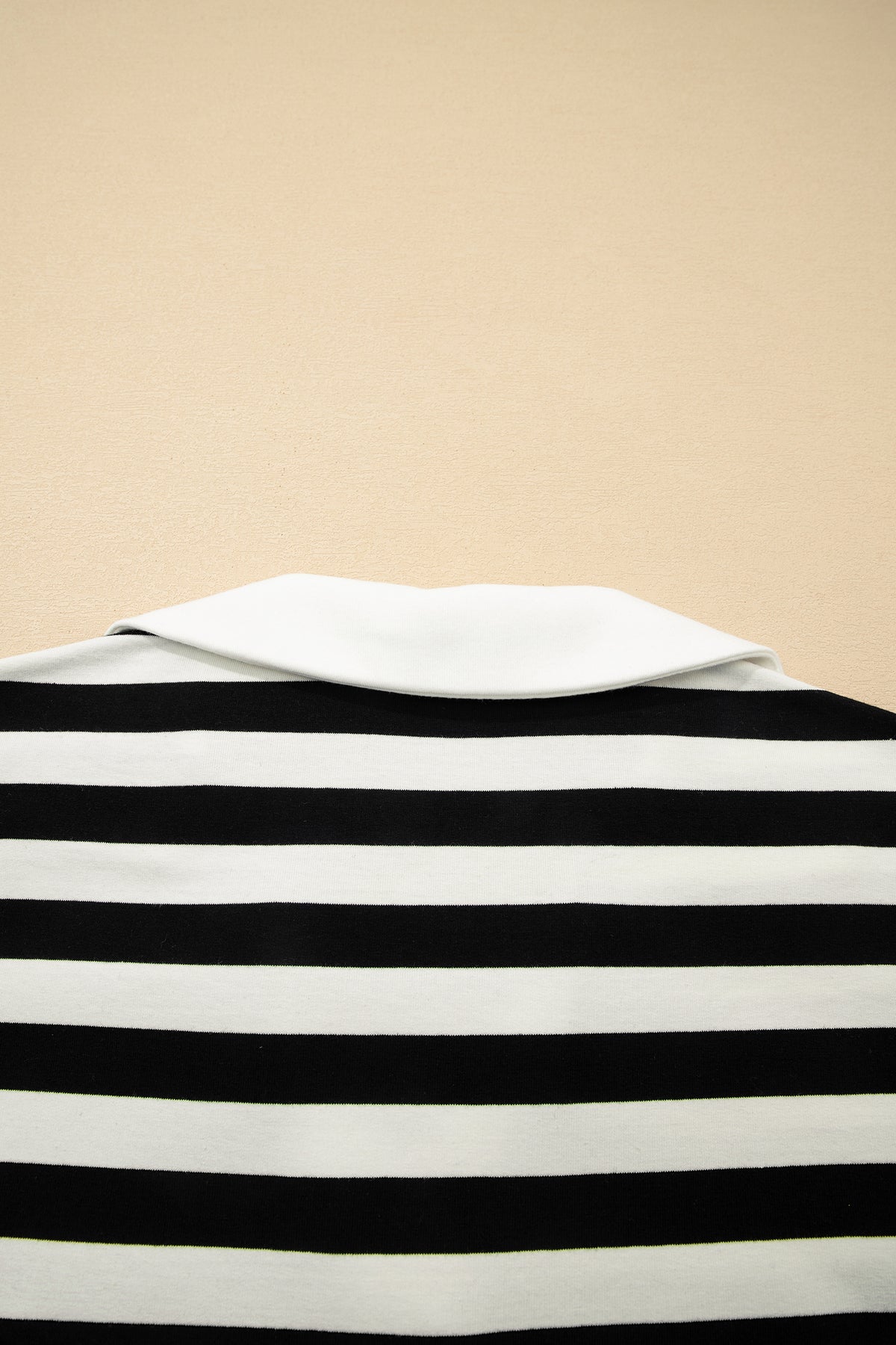 Black stripe collar V-neck ruffled short sleeve blouse by Dear-Lover, made of cotton and elastane, featuring a stylish design.