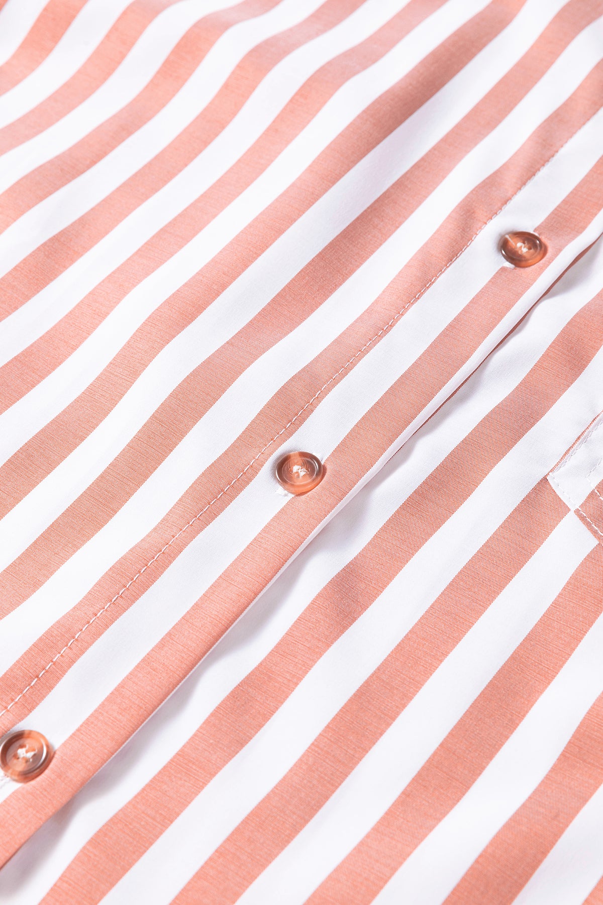 Khaki stripe button-front blouse with ruffle hem and bracelet sleeves, stylish Dear-Lover tops for casual or office wear.