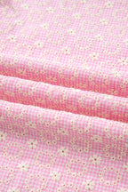 Pink eyelet embroidered flower texture blouse with contrast lace trim and flutter sleeves by Dear-Lover Dropshipping.