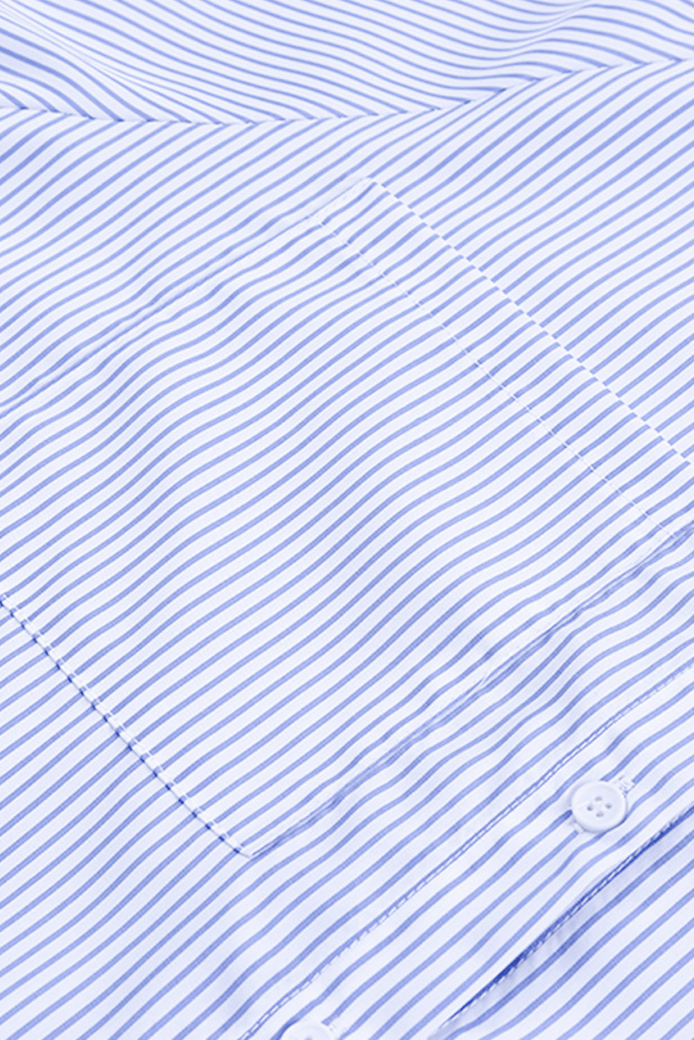 Sky blue smocked cuffed striped boyfriend shirt with pocket from Dear-Lover, casual tops and blouses for women.