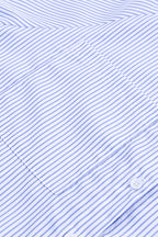 Sky blue smocked cuffed striped boyfriend shirt with pocket from Dear-Lover, casual tops and blouses for women.