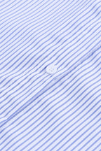 Sky blue smocked cuffed striped boyfriend shirt with pocket from Dear-Lover, casual blouse for women, made of lightweight polyester.