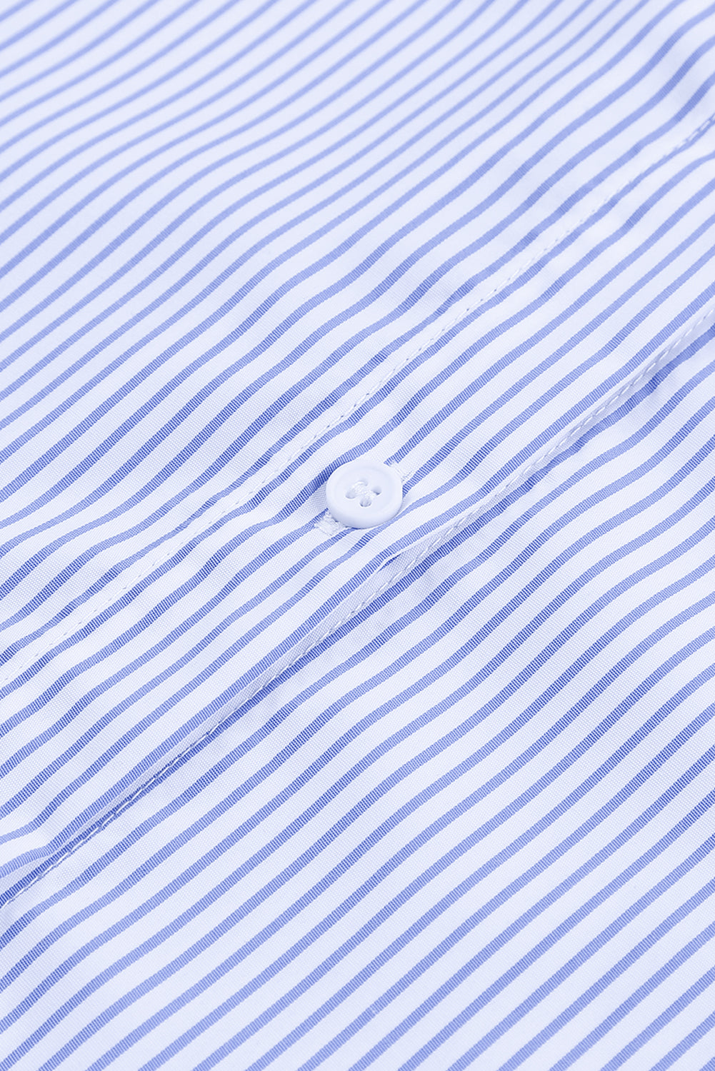 Sky blue smocked cuffed striped boyfriend shirt with pocket from Dear-Lover, casual blouse for women, made of lightweight polyester.