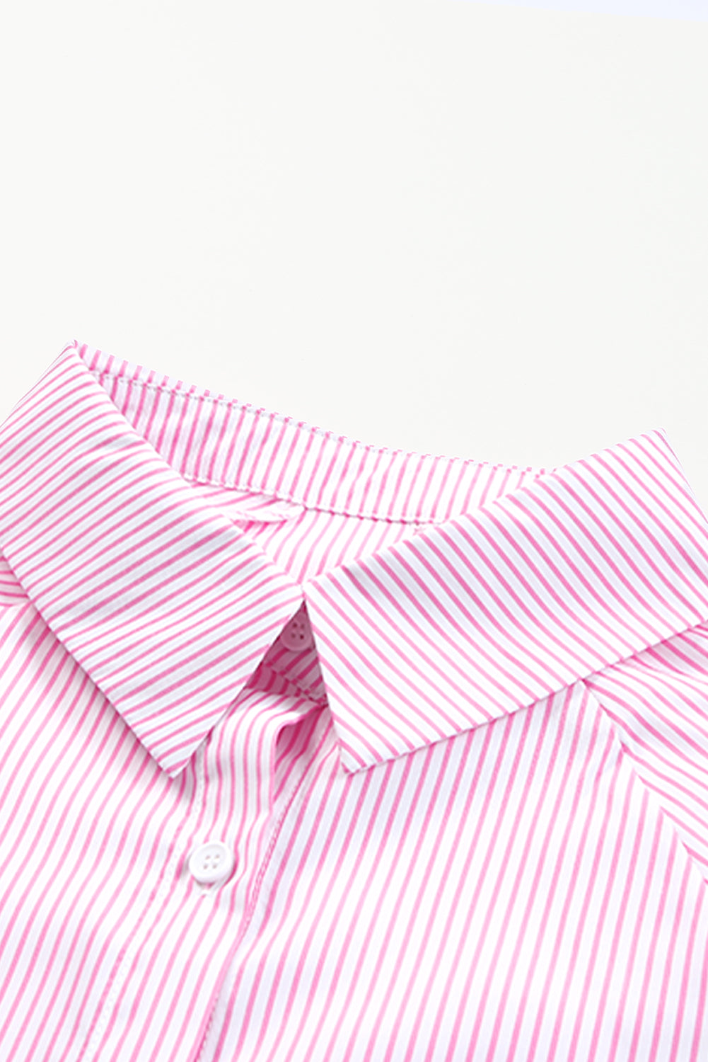 Sky blue smocked cuffed striped boyfriend shirt with pocket from Dear-Lover, casual blouse for women, made of lightweight polyester.