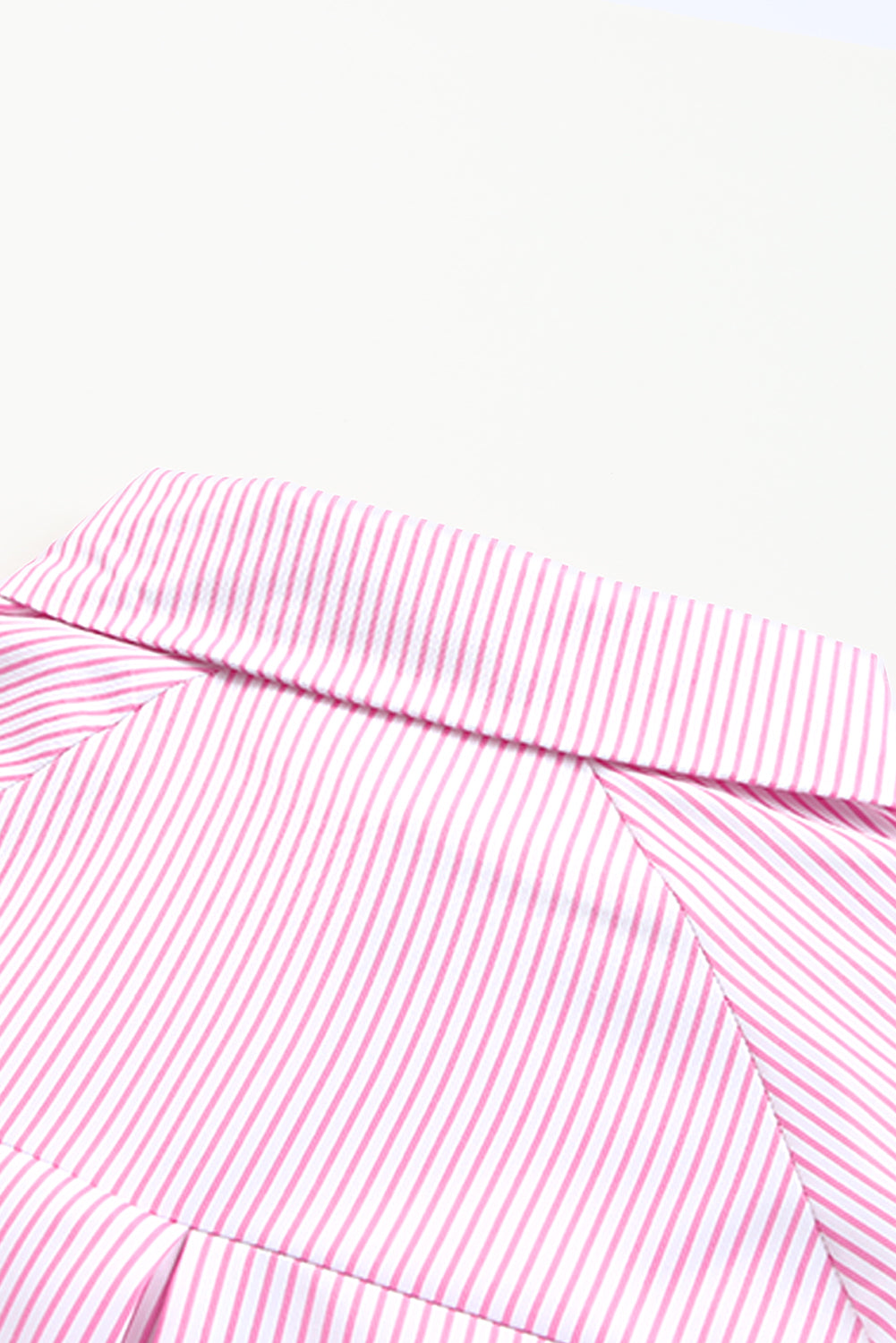 Sky blue smocked cuffed striped boyfriend shirt with pocket from Dear-Lover, lightweight polyester blouse for casual wear.