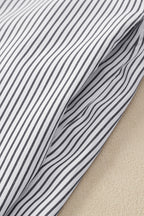 Sky blue smocked cuffed striped boyfriend shirt with pocket, made of polyester, from Dear-Lover Tops and Blouses collection.