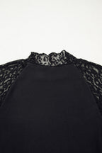 Black Leopard Mesh Patchwork Knit Long Sleeve Top by Dear-Lover, featuring a stylish leopard print and breathable mesh fabric.