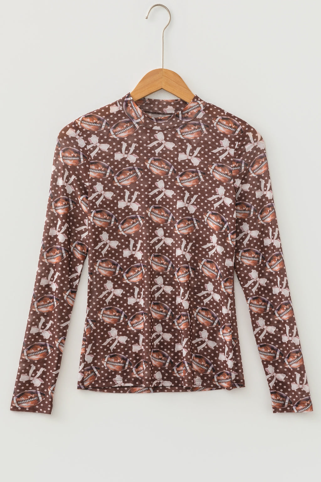 Brown Game Day Vibes Mesh Long Sleeve Top by Dear-Lover, featuring breathable mesh fabric and a stylish long sleeve design.