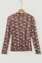 Brown Game Day Vibes Mesh Long Sleeve Top by Dear-Lover, featuring breathable mesh fabric and a stylish long sleeve design.